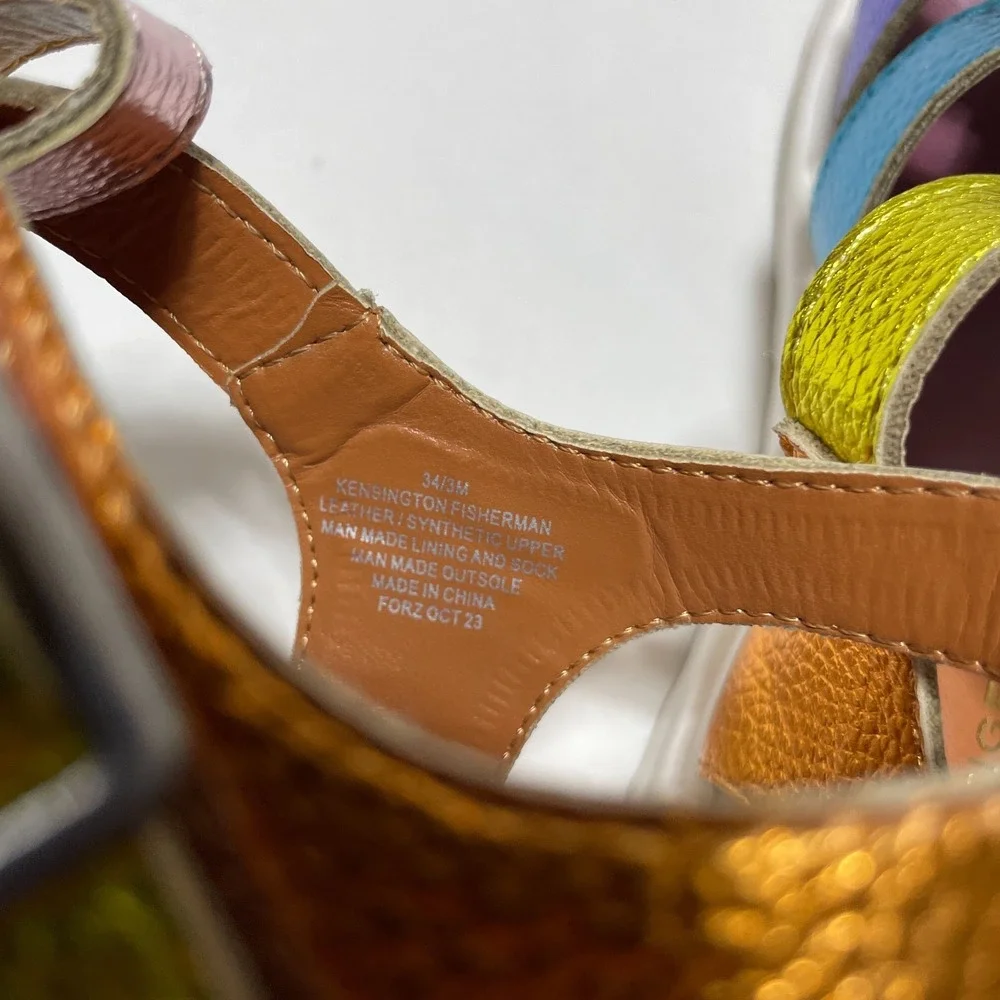 Kurt Geiger 3 London‎ Mini Fisherman Sandals Multicolor Rainbow Metallic Leather